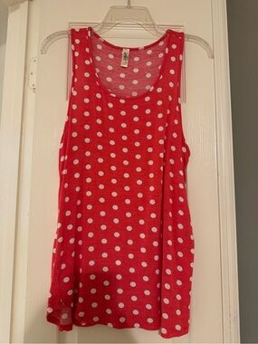 Polka Dot Rayon Sleeveless Tank Top - Coral